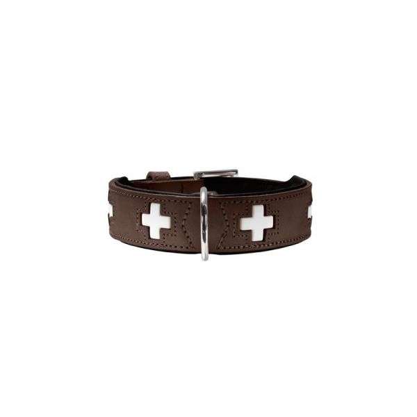 Hunter collar Swiss nickel, brown Gr.47