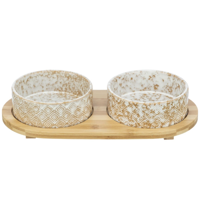 Trixie bowl set, ceramic/bamboo