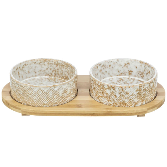 Trixie bowl set, ceramic/bamboo