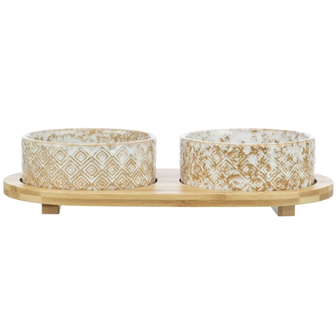 Trixie bowl set, ceramic/bamboo